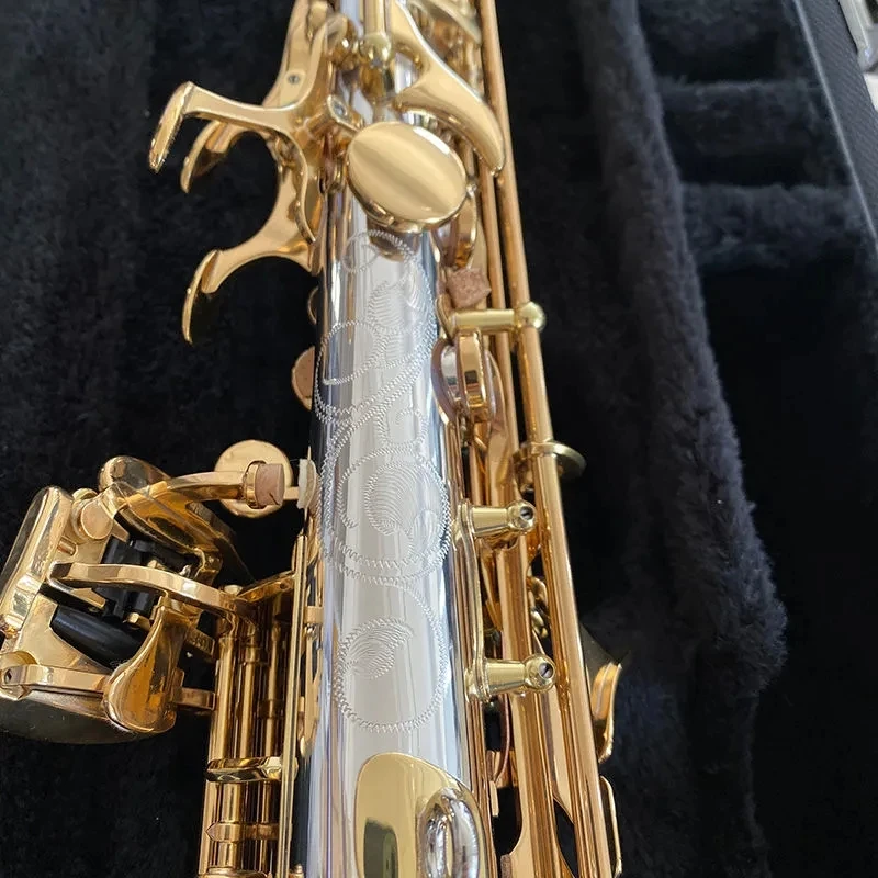 Japan WO37 one-to-one structure model Bb professional high-pitched saxophone white copper gold-plated B-tune SAX instrument