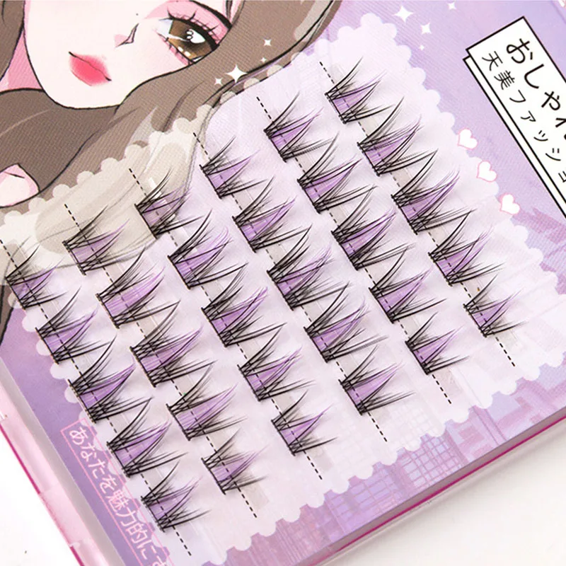 Natural Brown Black Purple Cluster Eyelashes 3D Mix Colourful Fake Eyelashes Extension Makeup Beauty Fluffy Manga Eyes