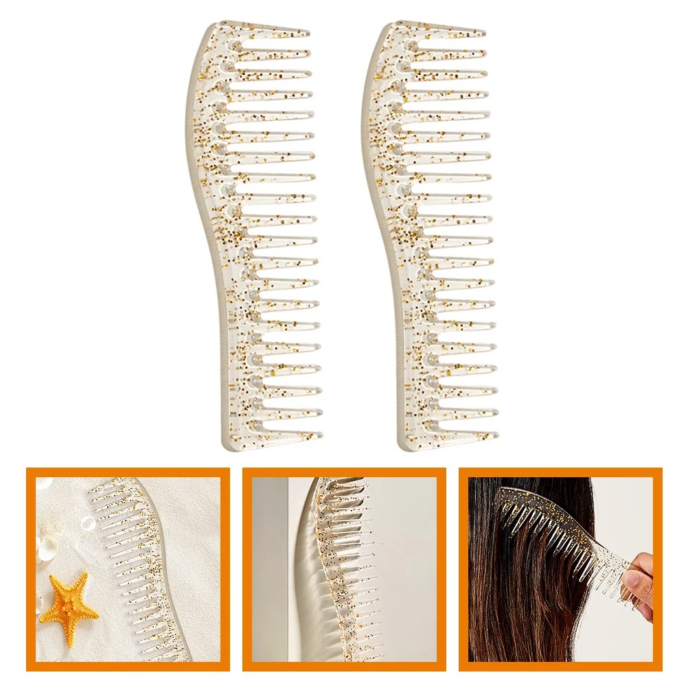 

2 Pcs Pick Comb Wide Tooth for Wet Hair Combs Detangler Back Stylist Plastic Picks Curly