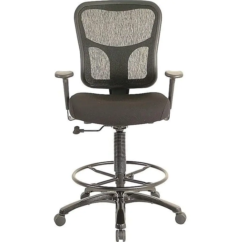 

Fabric Swivel Stool with Backrest and Footrest, featuring Lumbar Support, Black
