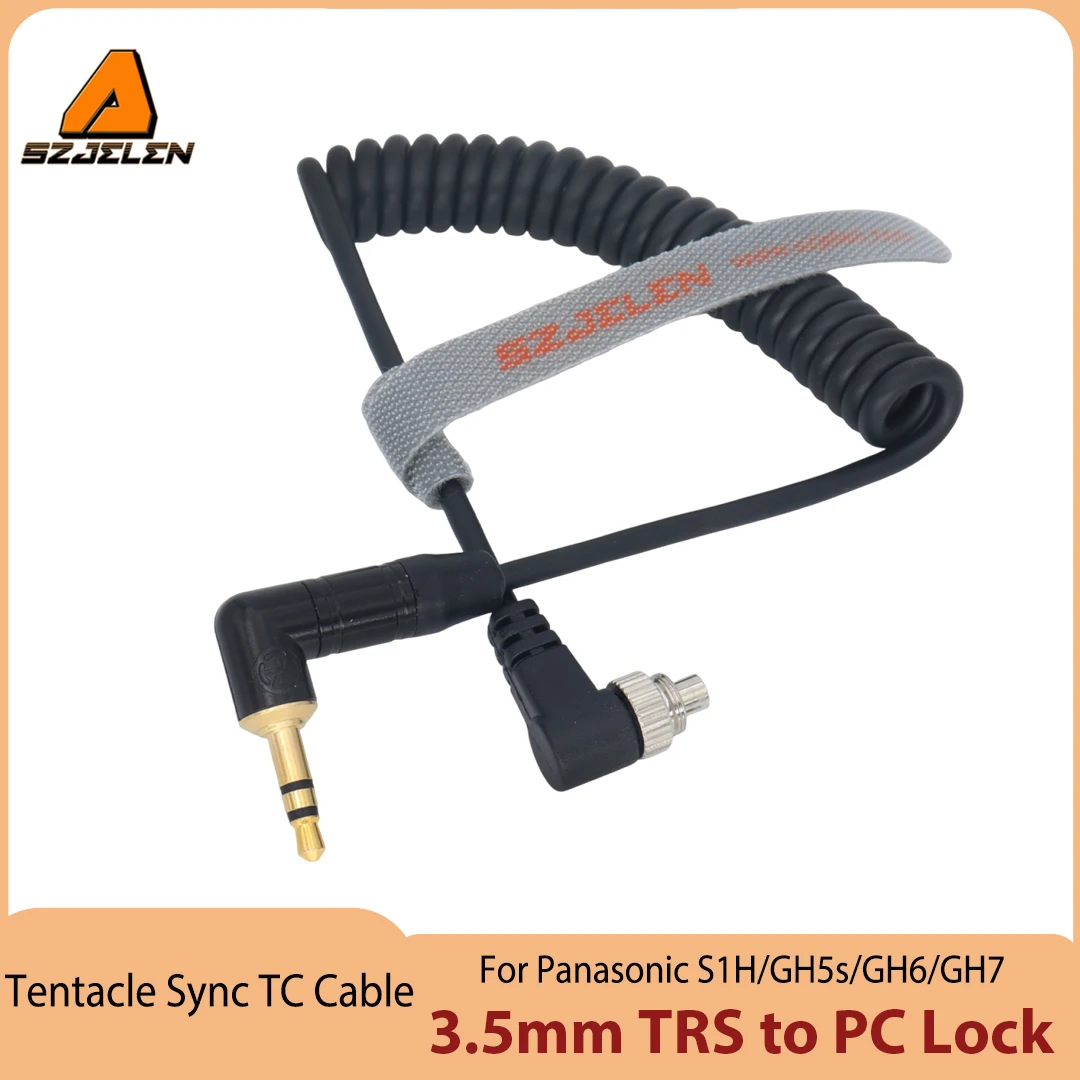 Cable de sincronización Tentacle Sync de 3.5mm TRS a PC con bloqueo, cable en espiral para Panasonic LUMIX S1H GH5s GH6 Sync E Track E Timebar C25 (1 unidad)