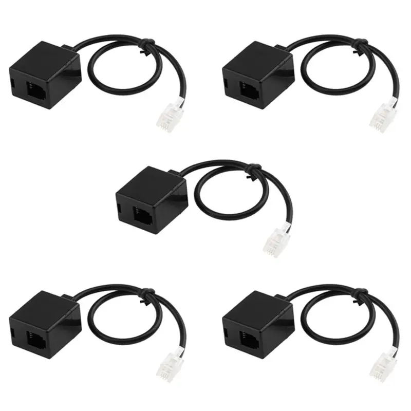 N34R-5X RJ9 4P4C Male To Double Female Port Connector Headset Adapter Extension Cable Phone Adapter Cable Extension Cord