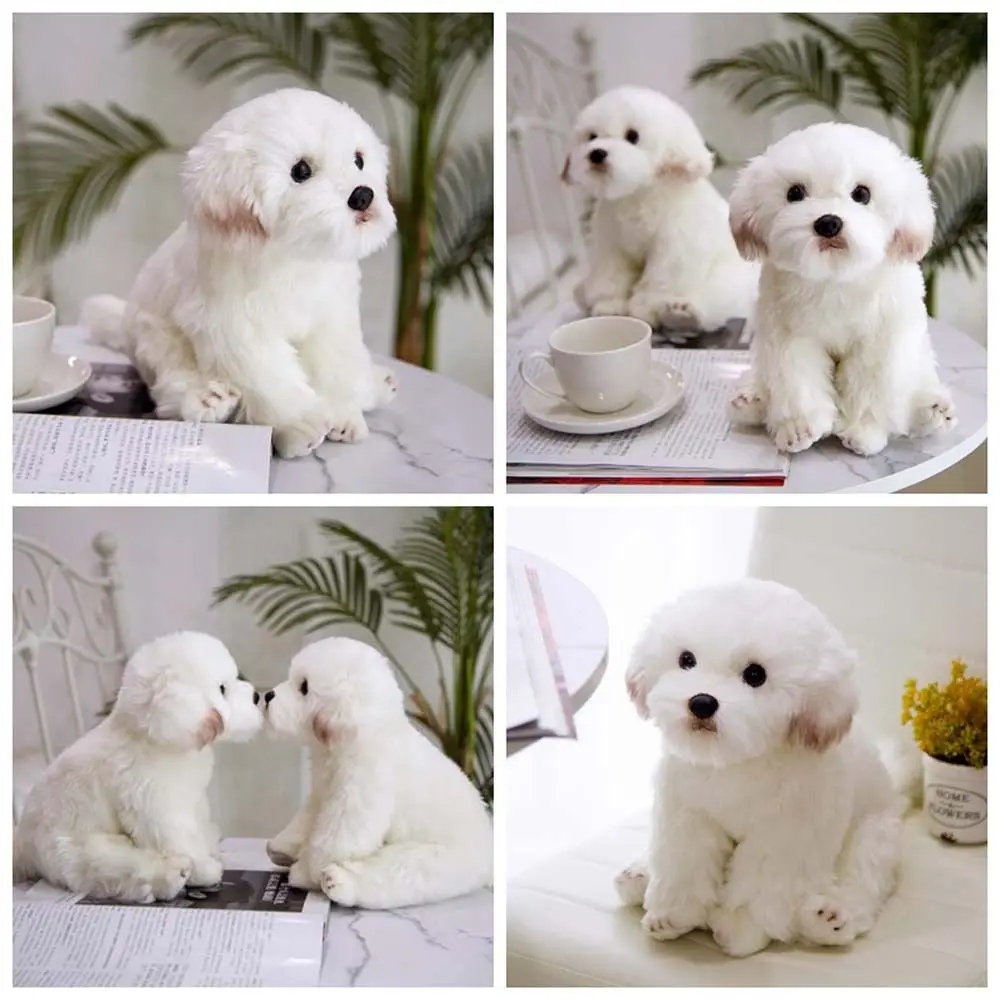 

Christmas Stuffed Animal Maltese Stuffed Dog Simulation Pets Fluffy Maltese Plush Toy Kawaii Lifelike Puppy Dog Plush Baby Kids