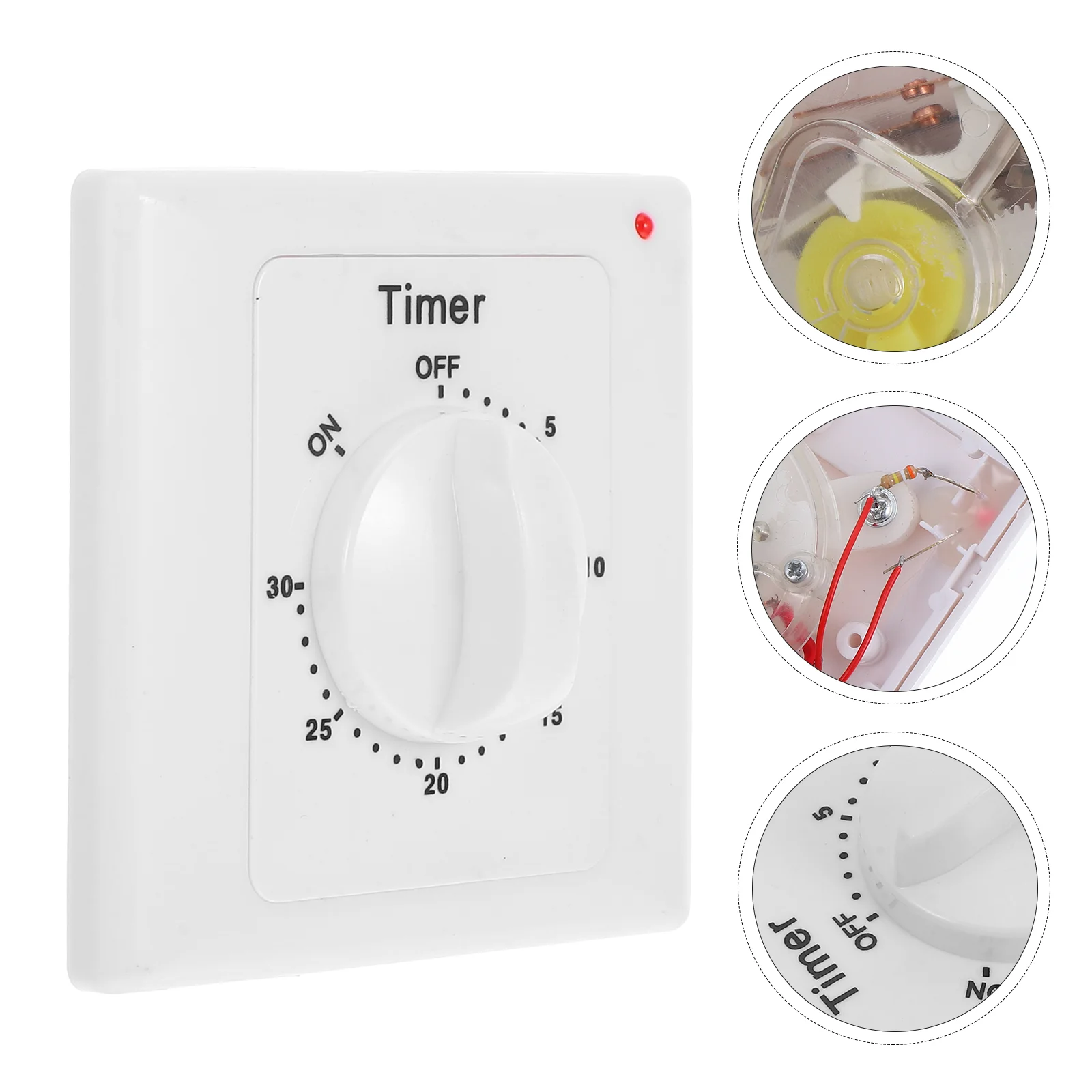 Switch Time Timing Timer Mechanical Wall Shower Shut off Bathroom Fan White for Electronics