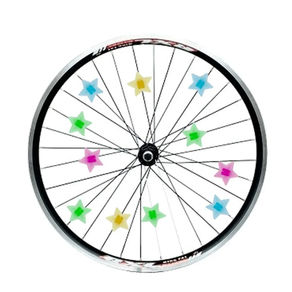 36Pcs/lot Colorful Kids Bike luminous Spoke Clip Bicycle Safety Round Love Heart Star Wheel Decoration Beads Cycling Accessories