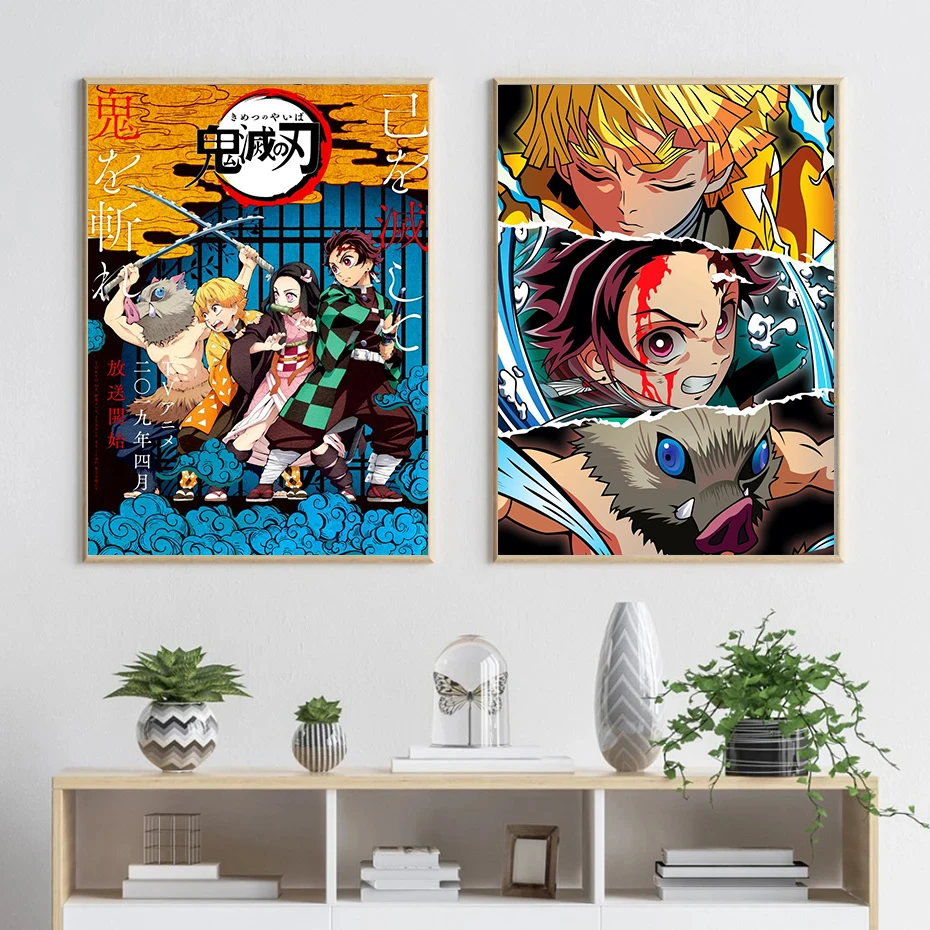 شيطان القاتل الكلاسيكية قماش اللوحة ، أنيمي شخصية المشارك ، HD جدار الفن ، صورة للمنزل الحديث ، غرفة الأطفال الديكور #4