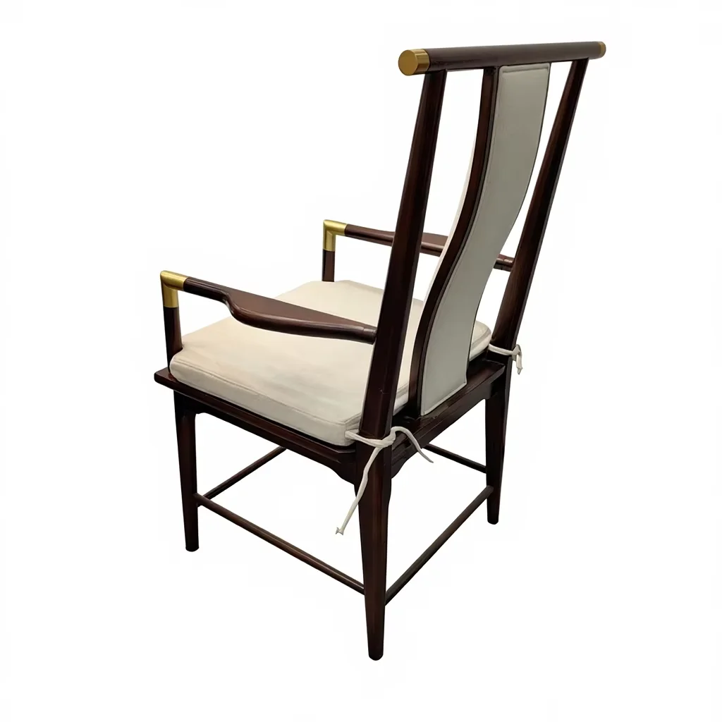 #Solid Wood Frame Armchair Upholstered Leather Modern Design Room Chinese Style Living Room Accent Leisure Arm Chairs