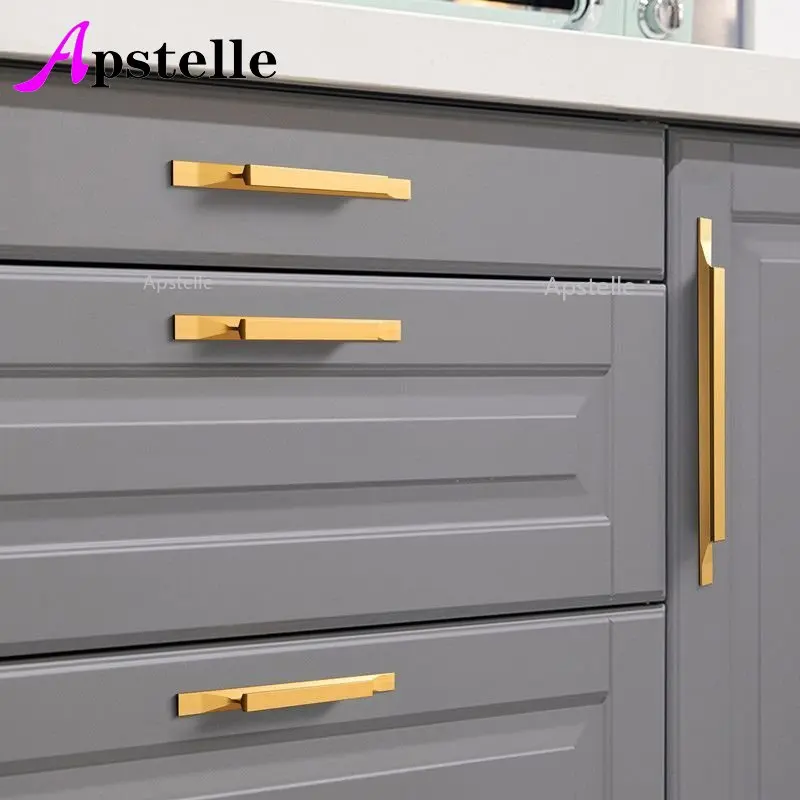 Apstelle Đen Vàng Tay Cầm Cho Tủ Và Ngăn Kéo Cửa Núm Tủ Áo Tủ Quần Áo Kéo Phong Cách Châu Âu Nhôm Đồ Nội Thất Tay Cầm