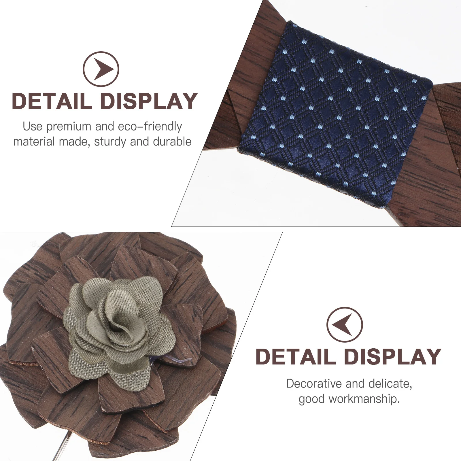 

1 set 1 Set Wooden Bow Tie Set For Men Wedding Party Stripe Design Sturdy Eco-Friendly Material Smooth Male Clothing