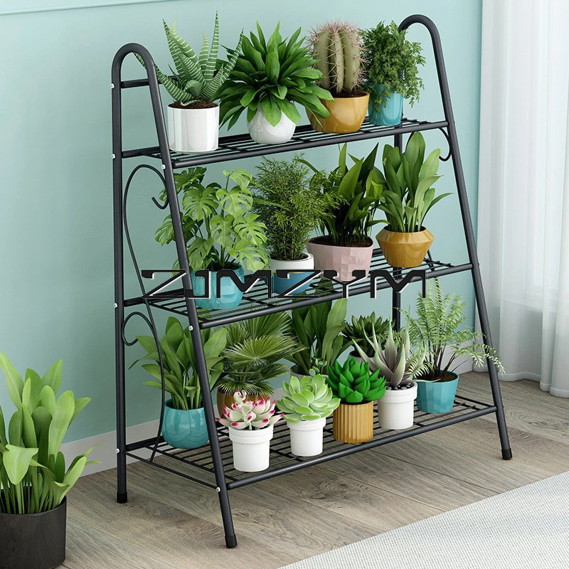 Soportes de hierro para macetas, estante de 3 capas para plantas, suculentas, balcón, estantes simples para jardín interior, zapatos, estante para