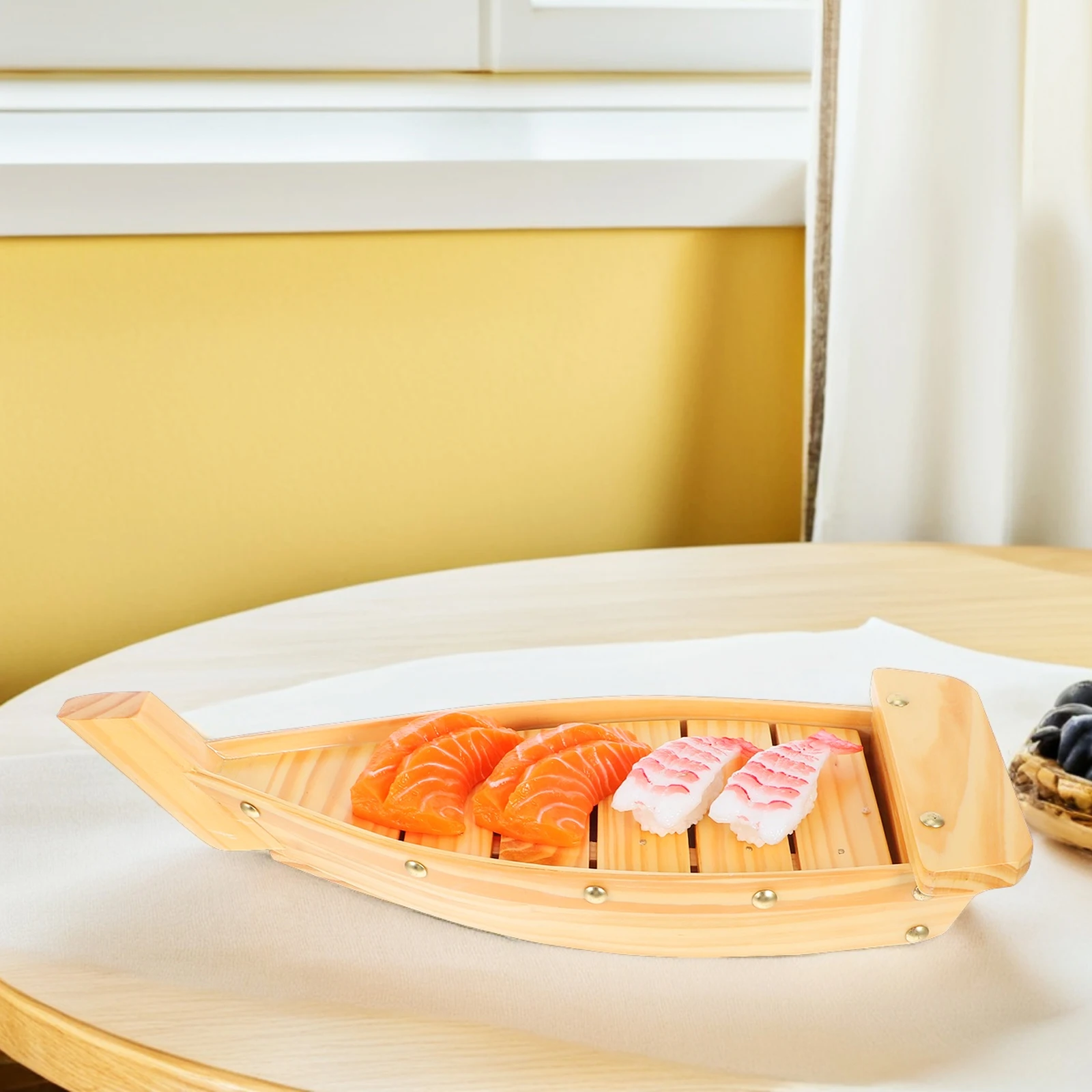 

Premium Wood Sushi Plate Practical Boat Shaped Dish Japanese Style Snack Tray Serving Platter Reusable Storage