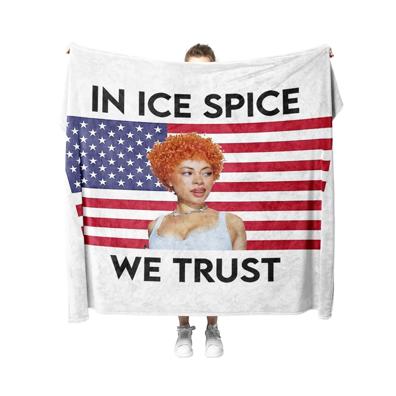 Aertemisi In Ice Spice We Trust Flag Pet Blanket for Small Medium Large Dog Cat Puppy Kitten Couch Sofa Bed Decor