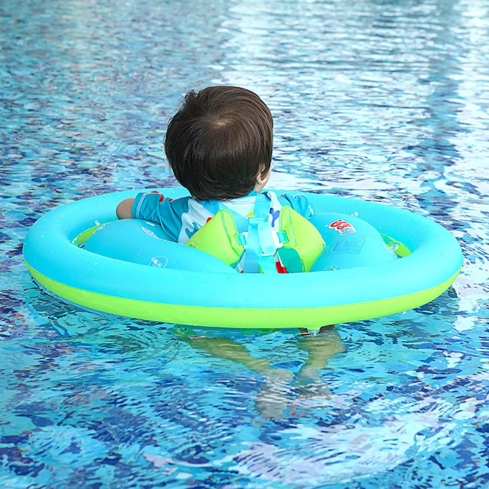 Bebê flutuador piscina do bebê flutua com dossel brinquedos de água proteção solar assento de segurança ajustável inflável para crianças criança