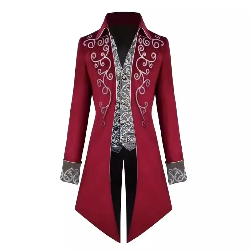 Men's Steampunk Cosplay Costume Vintage Tailcoat Jacket Gothic Victorian Frock Coat Uniform Halloween Carnival Party Outfits