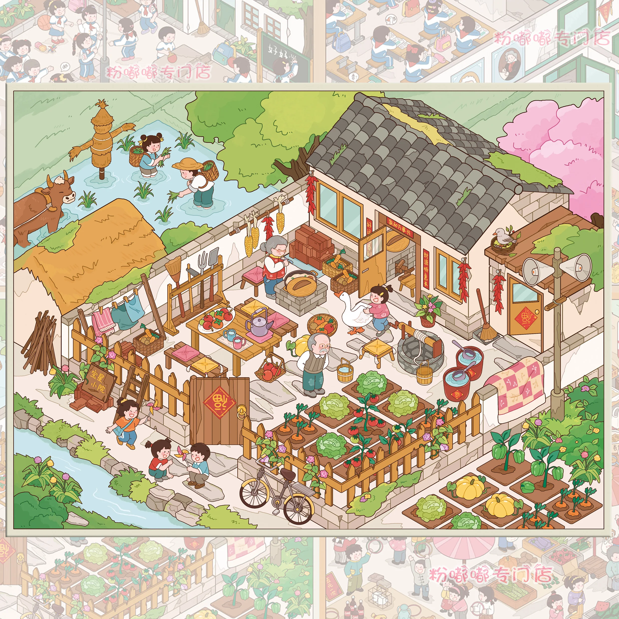 PLUS SIZE Landschaftsaufkleber Old School Scene Aufkleber 2.5D Aufkleber Spielzeuggemälde