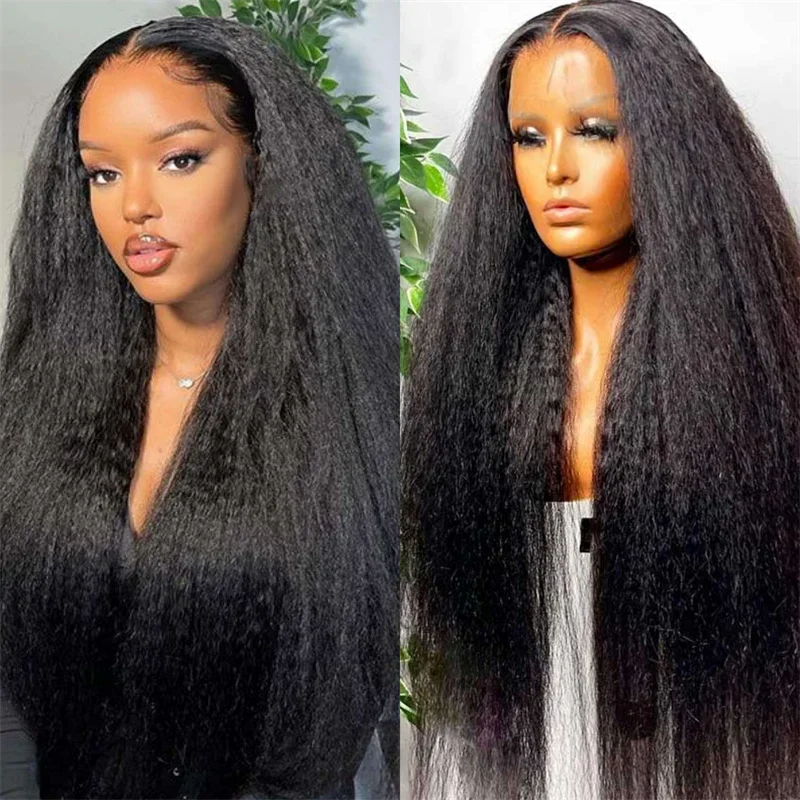 Kinky Straight Human Hair Wigs Hd Lace Frontal Pre Plucked 13x4 13x6 Transparent Lace Front Human Hair Wig 4x4 5x5 Closure Wig