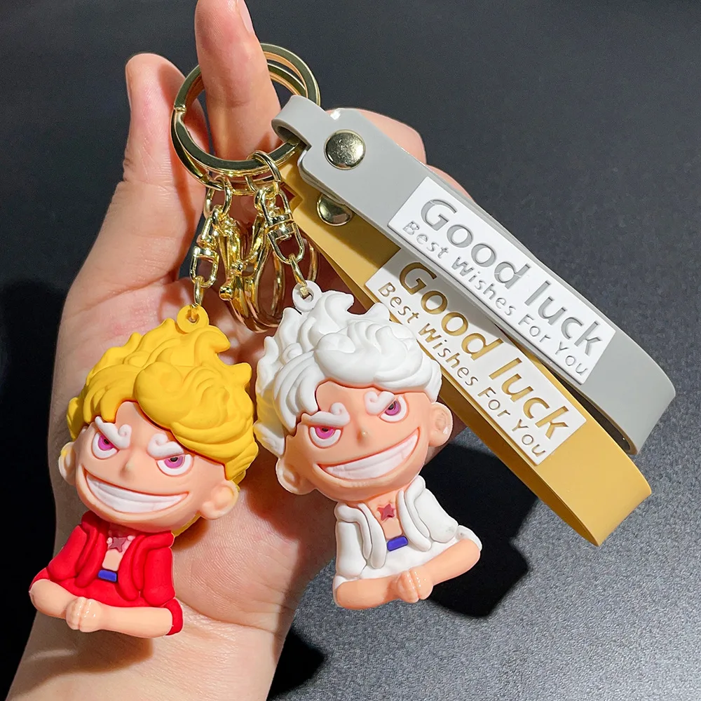 

One Piece Luffy Gear 5 Keychain Set, 3D Anime Figure Key Ring Pendant, Cute Bag Car Charm Gift for One Piece Fans