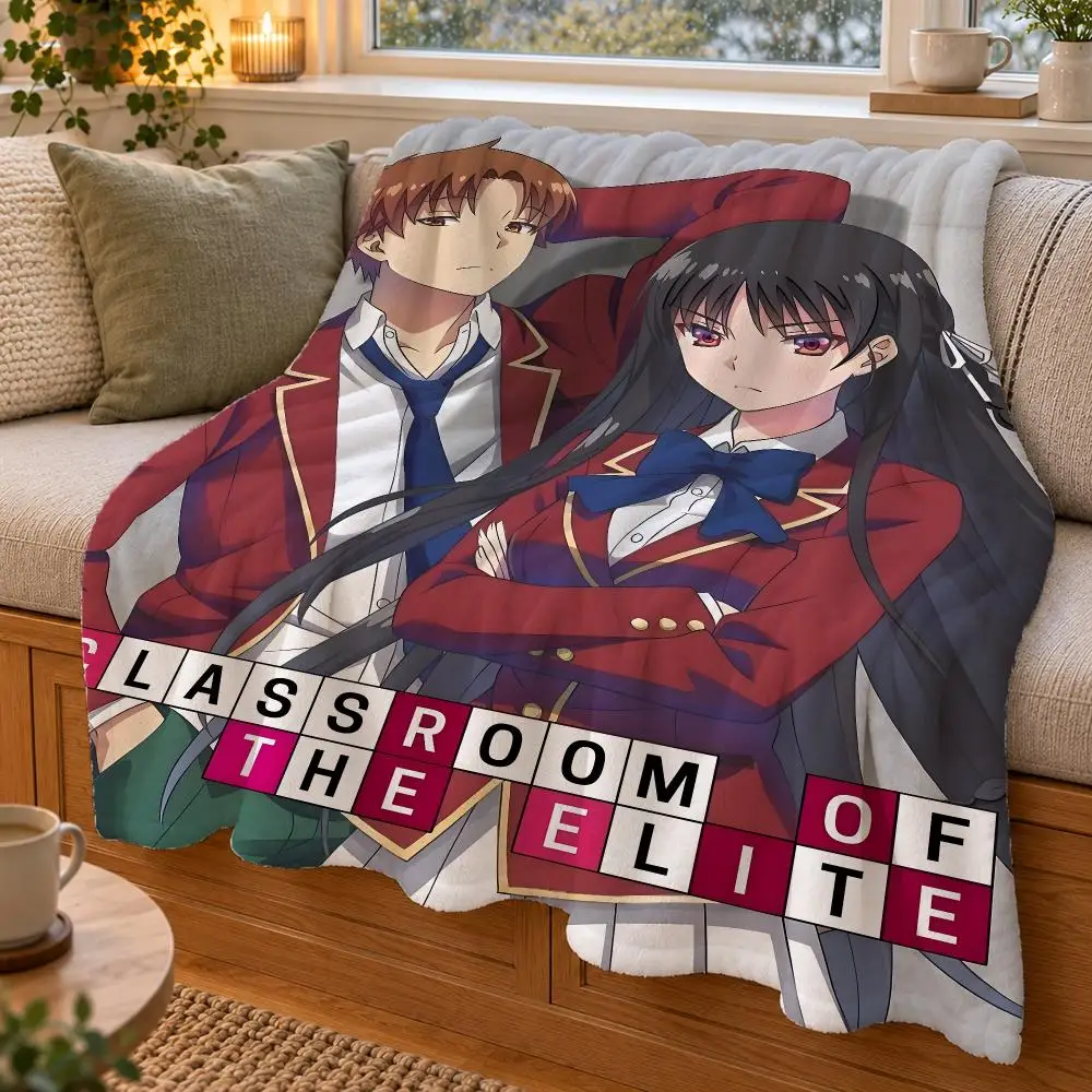 Classroom Of The Elite Anime Throw Double Sided Flannel Throw Blanket Soft Warm Washable Home Decor