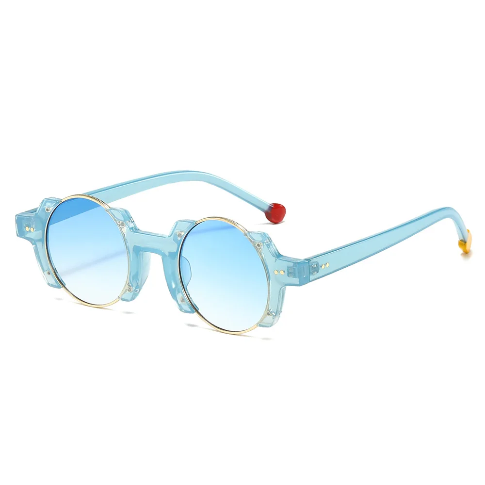 

Ins Fashion Retro Punk Round Women Sunglasses 2025 Retro Gradient Rivet Contrast Color Trend Men Sun Glasses UV400