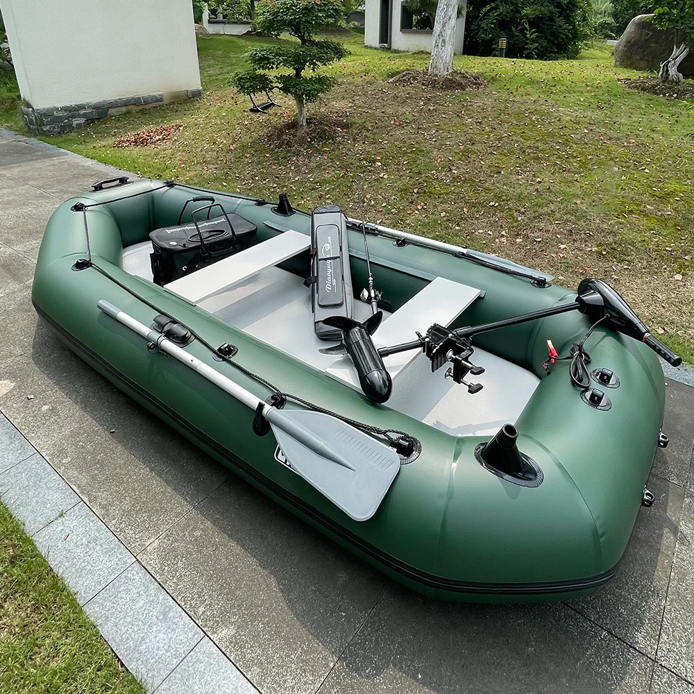 4-Person 9.8ft PVC Inflatable Kayak for Rowing Fishing Rescue & Jet Ski Water Sports Boat with Free Accessories