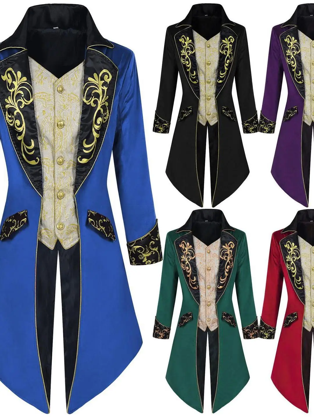 

Original Gothic Sle Men's St Punk Tuxedo loween Costume Medieval Tailcoat Fro Coat Women's Ethnic Stage Costume