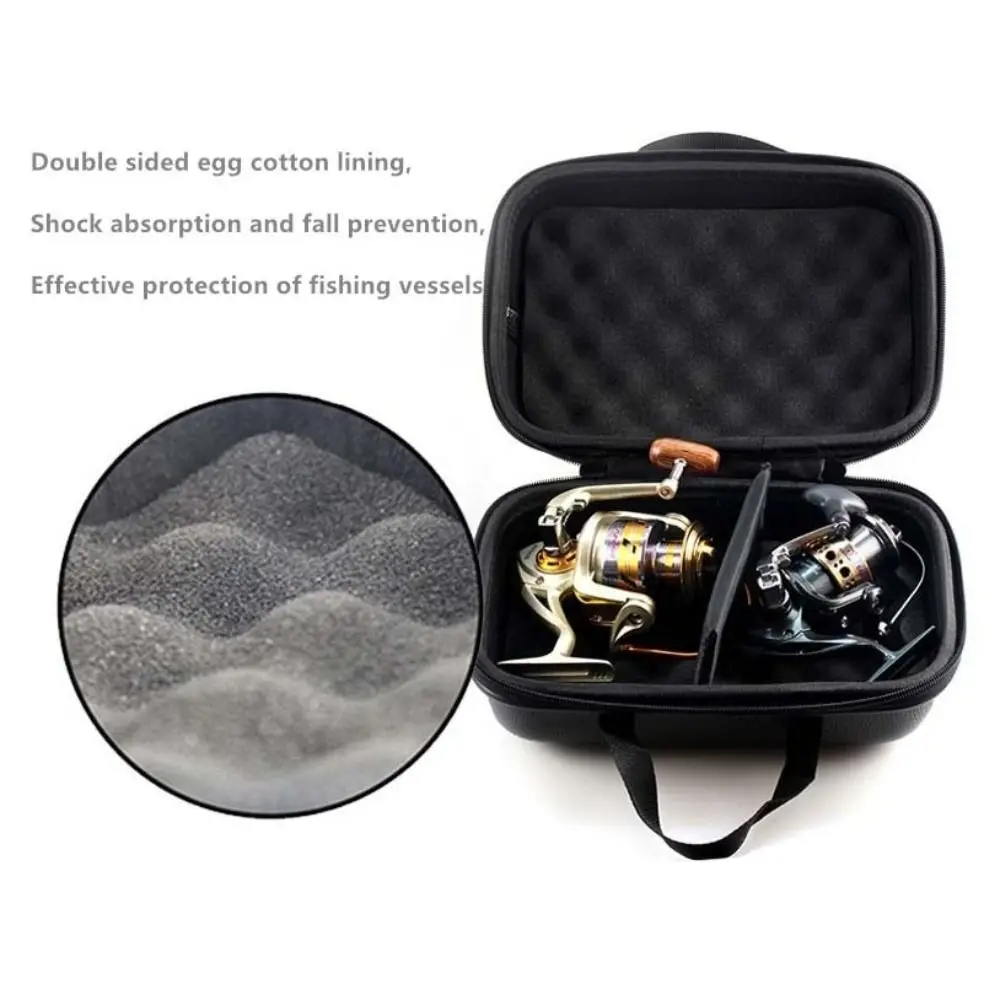 

PU Leather Fishing Reel Cases Protective Pouch Waterproof Spinning Reel Bag Black Shockproof Fishing Reel Storage Box