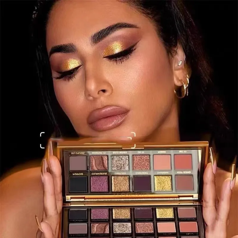 18 Color Golden Eye Shadow Palette Pearl Rose Gold black punk style Pearlescent Flow Glitter Matte Eyeshadow Palette Makeup view 5