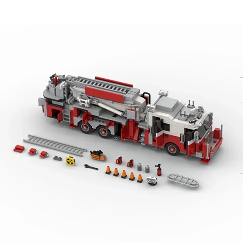 도시 자동차 모델 Moc 빌딩 브릭, 뉴욕 소방대 타워 사다리, 기술 블록 선물, 크리스마스 장난감, DIY 세트 조립