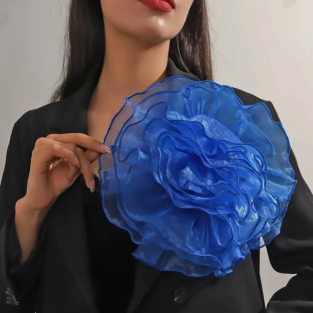 Fashion 28cm Fabric Flower Brooch Exaggerated Large Clothing Patch Clip Lace Handmade 3D Corsage Clothes Appliques