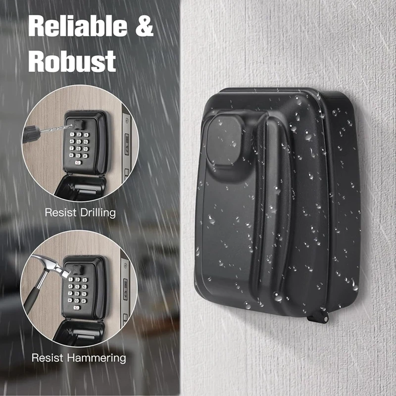 Key Lock Box For Outdoor Use, 12-Position Combination Key Storage Box With Weatherproof Cover, Suitable For Home Garage