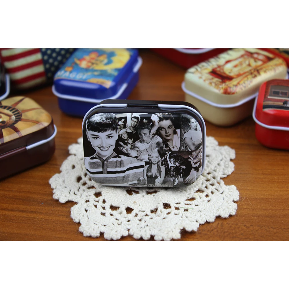 32PCS/Set Portable American Mini Travel Tin Can Vintage Metal Can Storage Box Candy Chocolate Biscuit Packaging Wedding Gift