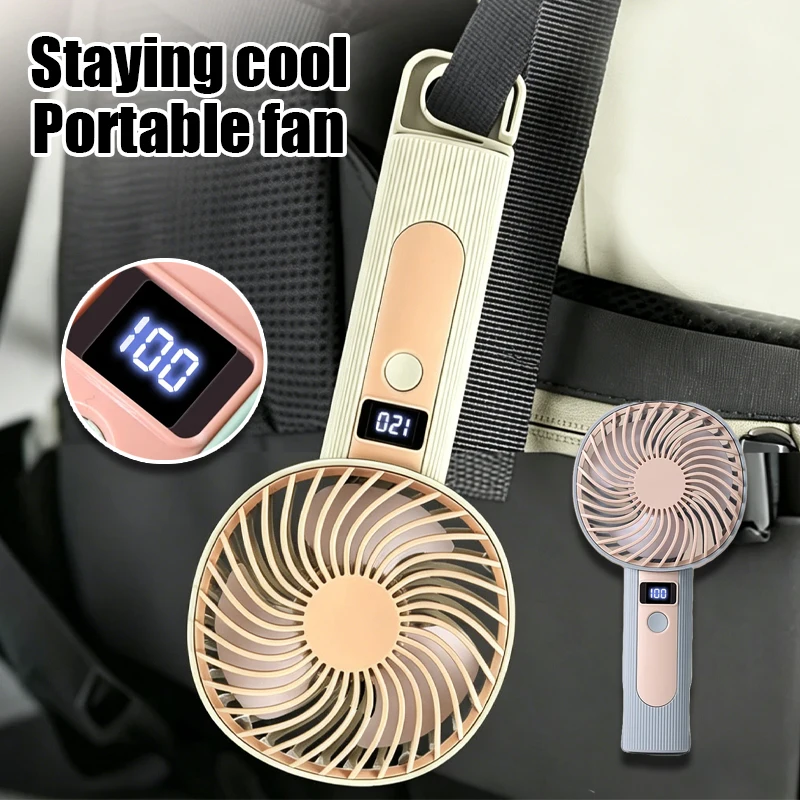 Mini Handheld Fan with Digital Display USB Rechargeable 120 Speed Levels Portable 2 in 1 Desk Fan Personal Cooler
