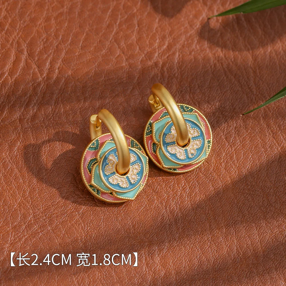 New Fashion Gold Color Hollow Earrings for Women Colorful Enamel Multiple Wear Ways Luxury Jewelry Flower Shaped Tassel Gifts