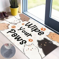 Cartoon Cat Paws Print Bath Mat Super Absorbent Kitchen Rug Non Slip Bedroom Floor Doormat Bathroom Carpet Home Porch Decorative