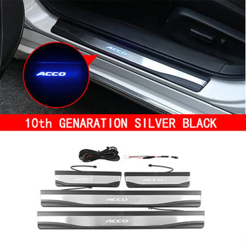 Car Scuff Plate Door Exterior Outer Sill Trim Welcome Pedal Original LED Pedal Car Styling 4Pcs/Set For Honda Accord 2018-2021