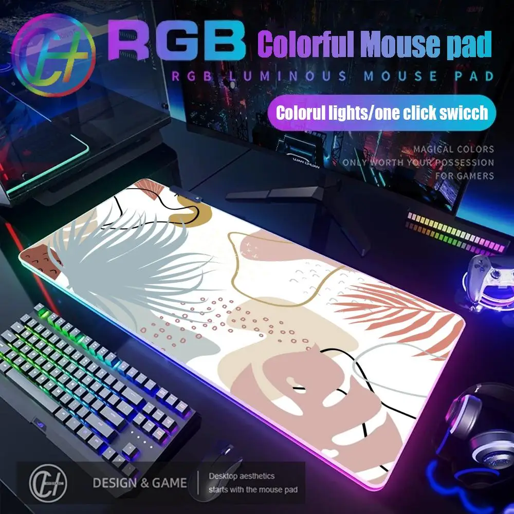 

HYBXAXC Mouse Pad RGB Gaming Mouse Pad Desk Mat HD Gamer Large LED Light XXL Aesthetic Desk Mat Abstract Boho Large Mouse Pad