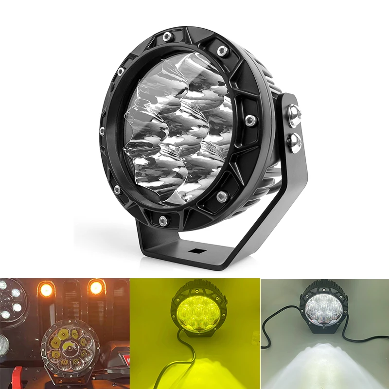 New 5 Inch White Yellow LED Laser Work Fog Light For Auto Car SUV Offroad Truck ATV UTV 12-80V