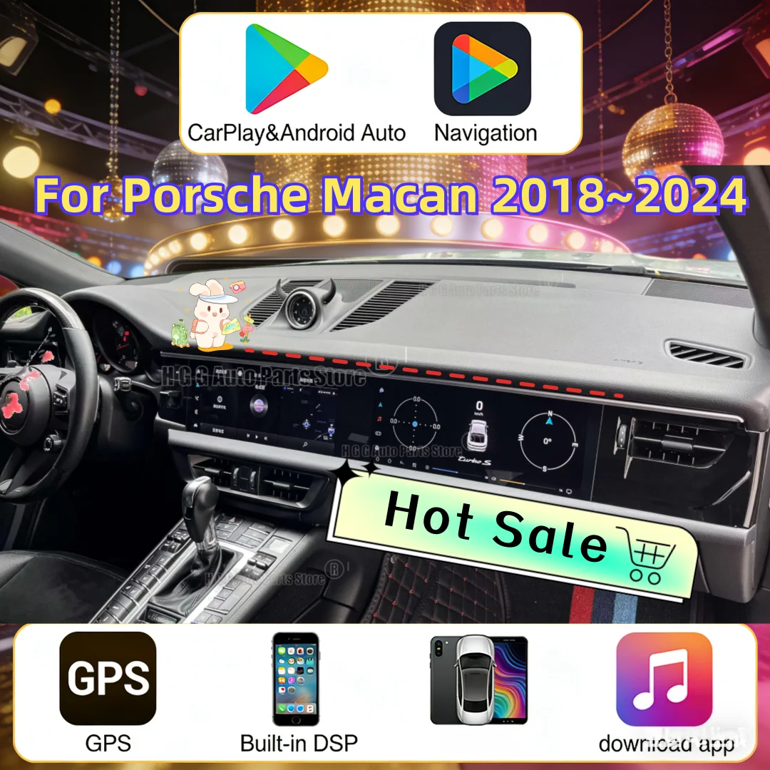 Dual-screen Interaction Android For Porsche Macan 2018~2024 Car Radio Multimedia Player GPS Navigation Touch Screen Head Unit