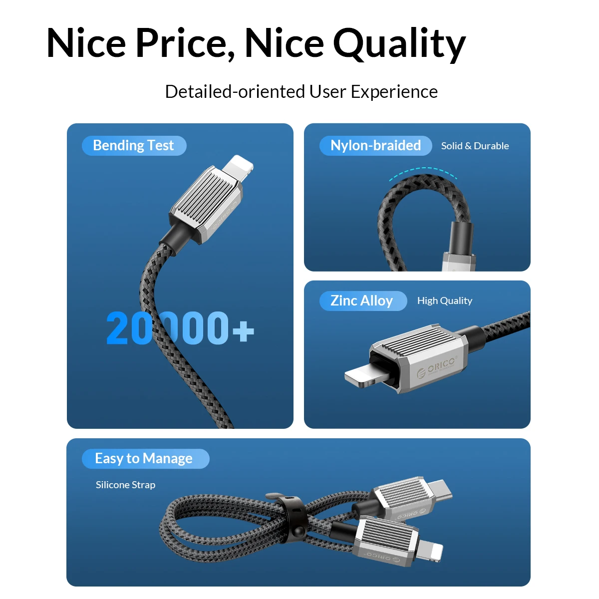 ORICO 29W PD USB Cable For iPhone 14 13 11 12 Pro Max Fast Charging Phone Date USB C Cable For iPad Charger Cord Accessories