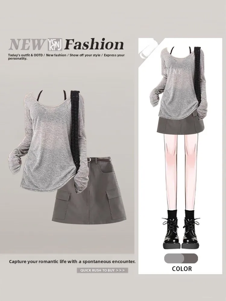 

Новинка лета 2029, модная корейская футболка для девочек, солнечная накидка, женская юбка, комплект, длинная круглая футболка Ne