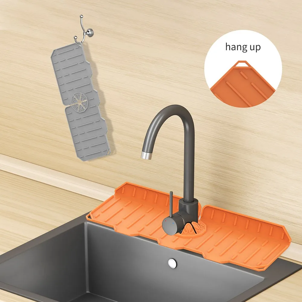 Silicone Kitchen Faucet Mat For Sink Sponge Drain Rack Foldable Sink Mat Faucet Splash Catcher Bathroom Countertop Protector Mat