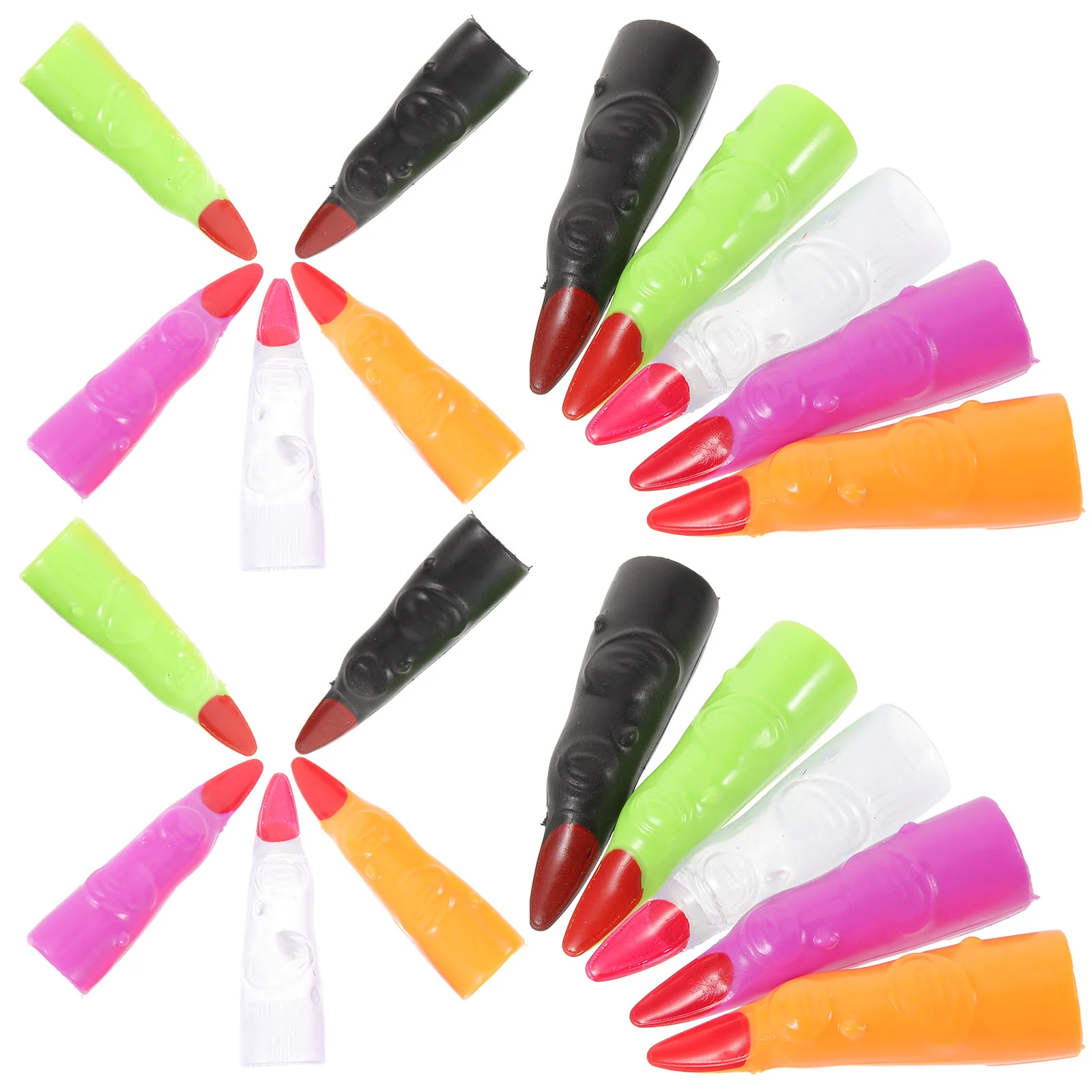 30 Pcs Halloween Colored Nail Sets Trick Makeup Props DIY Fake Nails Finger Witch Fingers Costume Prank Plastic