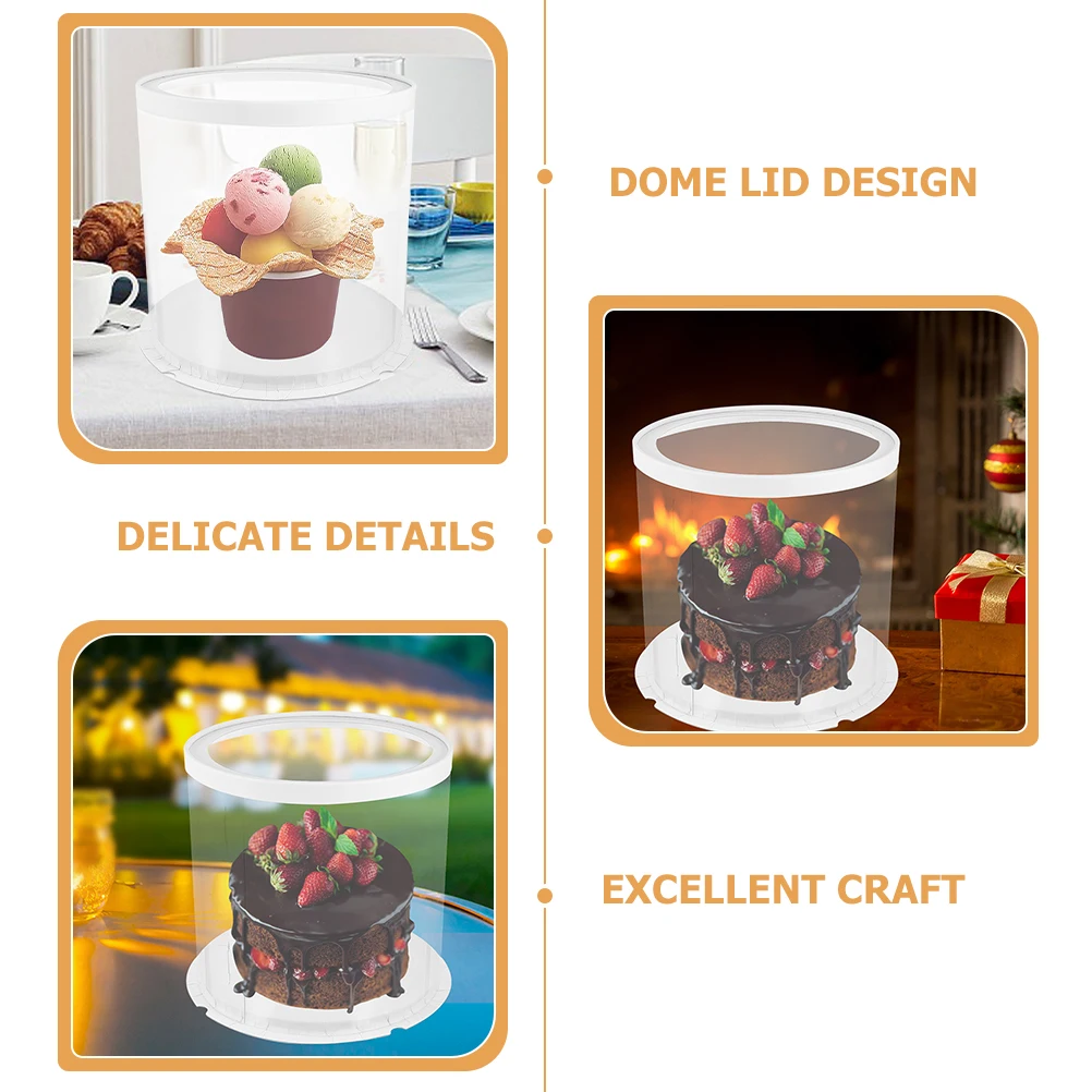 

5Pcs Cake Display Containers Round Shape Plastic Cake Boxes Perfect For Birthdays And Special Occasions