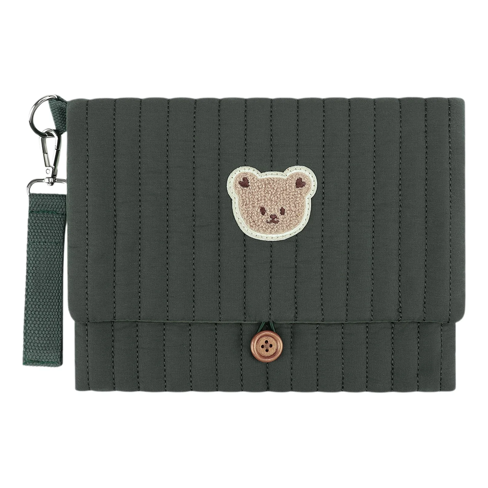 

Cute Bear Embroidery Diaper Clutch Bag Foldable Wipe and Diaper Pouch Stroller Attachment with Wipes Pocket Gift for Baby Shower