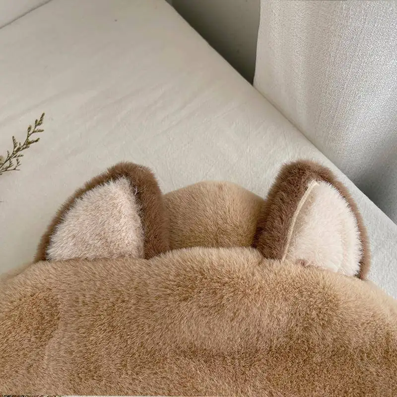 Conjunto de Gorro e Cachecol Feminino para Outono/Inverno, Quente, Forrado, com Capuz, Design Fofo e Antifrio