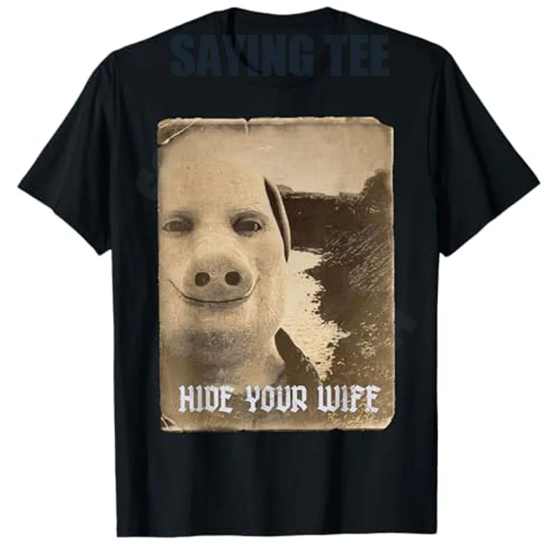 John Pork Hide Your Wife Sarkastisches Gruseliges Brainrot T-Shirt Y2k Cursed Saying Tee Johnrassic Pork Eating Ramen Noodles Anime Tops – Detail 3