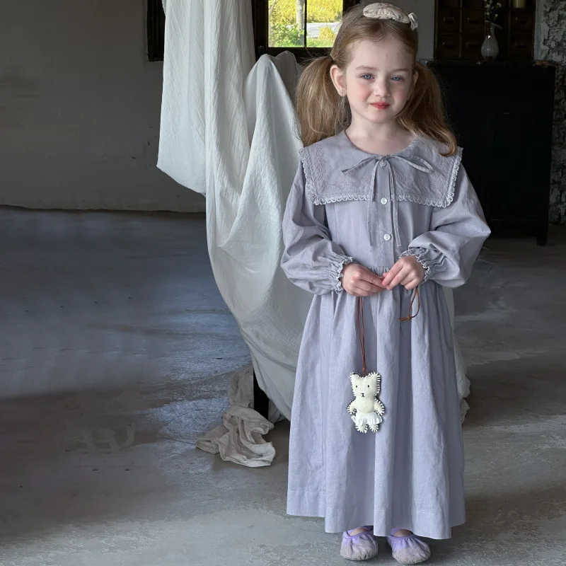 

Autumn New Embroidery Long-Sleeved Dress For Girls New Baby Children Cotton Dress