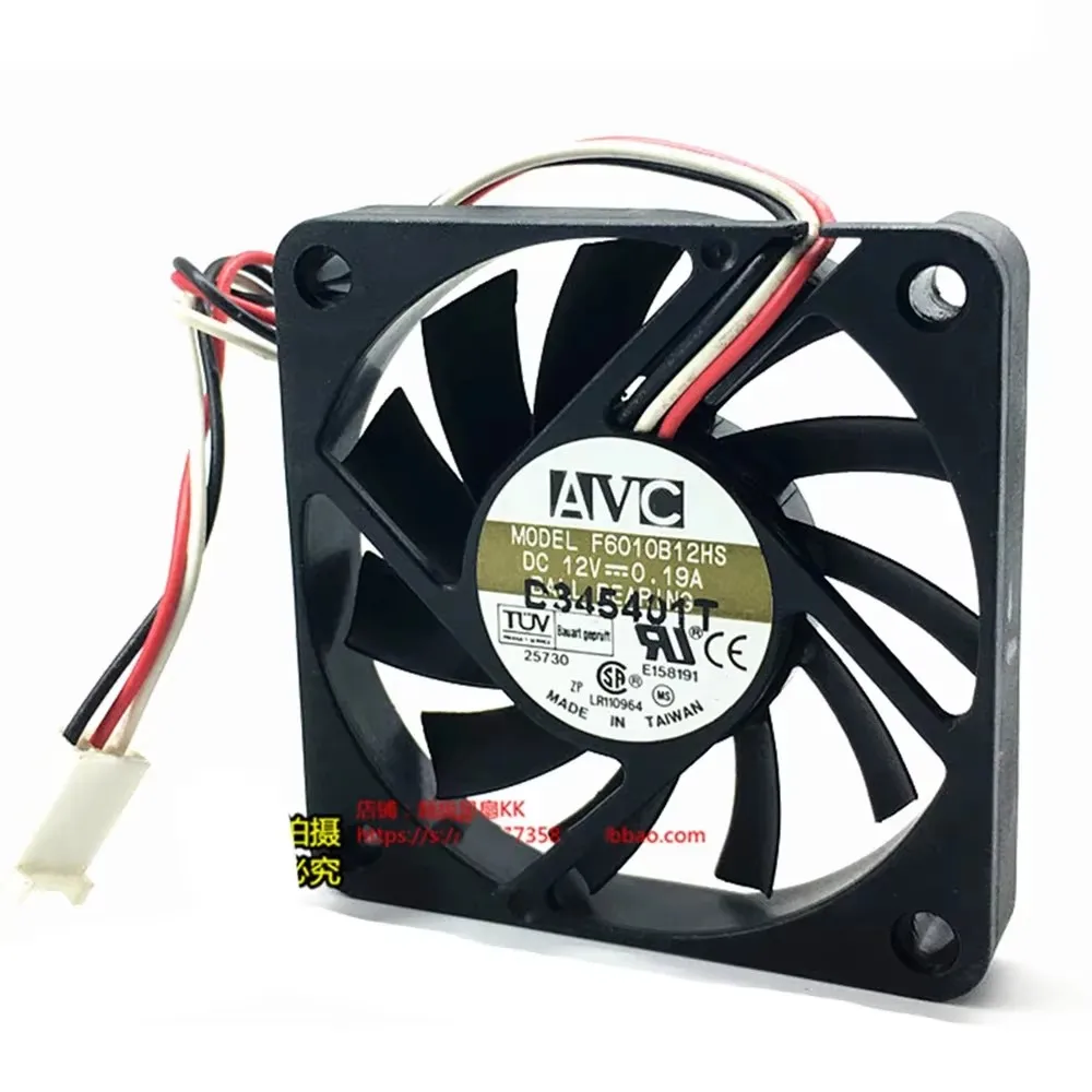 

For AVC F6010B12HS 12V 0.19A 6010 60x60x10mm 6cm server cooling fan