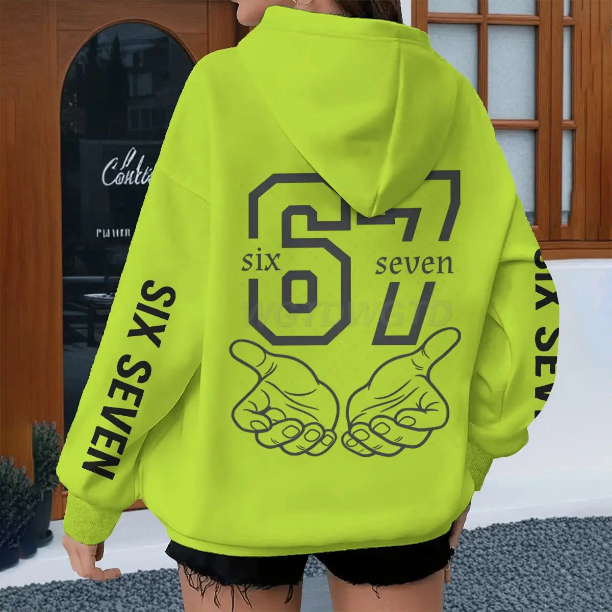 Six Seven Fun Palm & Number Cartoon Hoodies Langarm Frühling Autumnn Männer Frauen Streetwear Fashion Six Seven Unisex Hoodie