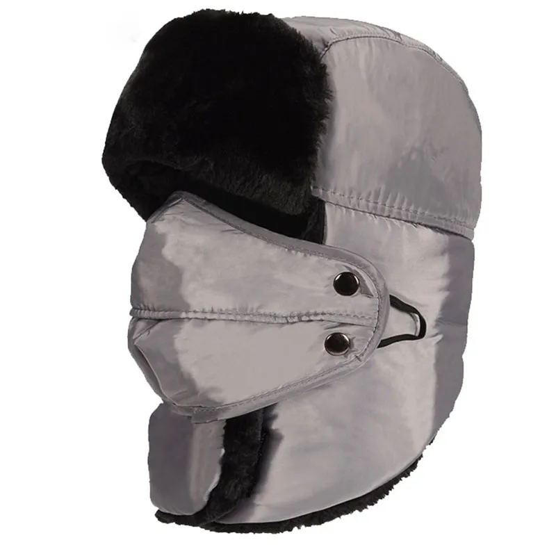 

Winter Ushanka with Mask Men Women Thick Solid Outdoor Warm Caps Flight Trooper Hat Waterpoof Coldproof Hat Earflaps Neck Flap
